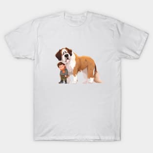 Cute Saint-Bernard Dog Animal Loving Cuddle Embrace Children Kid Tenderness T-Shirt